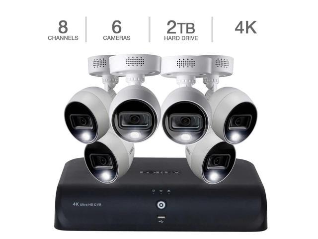 Includes 2TB Security Grade Hard Drive and 8 Channel 4K DVR Lorex Smart 4K HD Active Deterrence Indoor/Outdoor Security System 4 x 5MP Ultra HD Cameras w/Color Night Vision 
