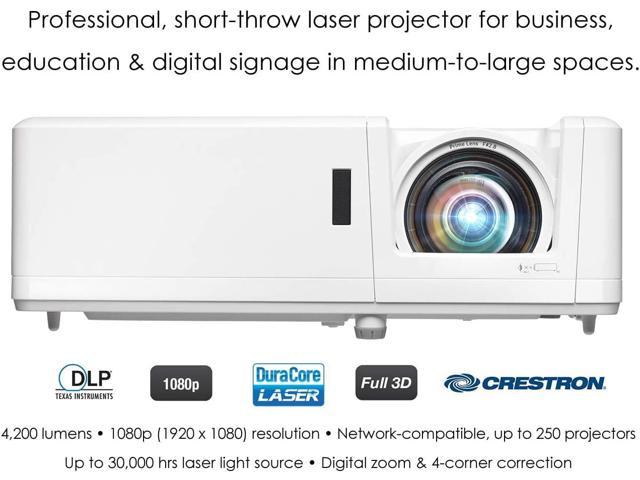 Optoma ZH406STx Short Throw Full HD Professional Laser Projector | DuraCore Laser Technology | High Bright 4,200 Lumens | 4K HDR Input | Four Corner Image Adjustment | Network Compatible