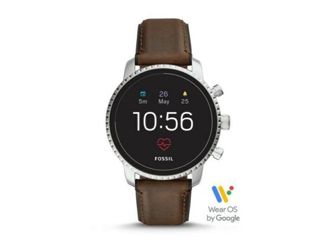 fossil men's gen 4 explorist hr stainless steel and leather touchscreen smartwatch