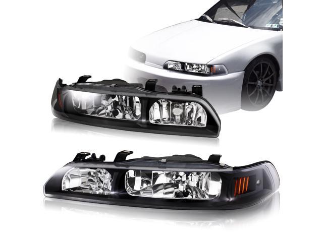 1990 1991 1992 1993 Acura Integra Head Light Jdm Style 1 Piece Black Housing Headlight Corner Light Lamps Newegg Com