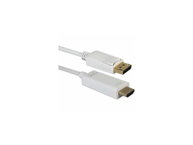 QVS DPHD-10W 10 ft. DisplayPort to HDMI 4K Digital A/V White Cable ...