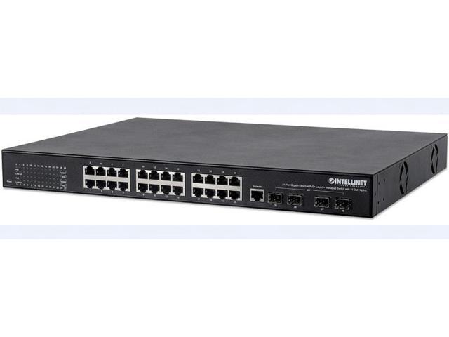 Intellinet 561105 Intellinet 24-Port Gigabit Ethernet PoE+ Layer2+ Managed Switch with 10 GbE Uplink - 24 Ports - Manageable - 4 x Expansion Slots - 10/100/1000Base-T, 10GBase-X - Uplink Port - 24, 4