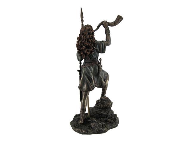 Veronese Boudica Warrior Queen of Iceni Holding Spear Blowing Celtic Horn Statue
