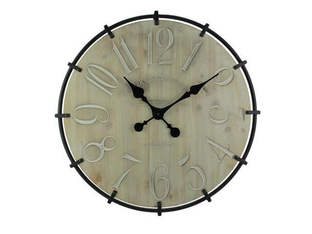 Rustic Modern Carved Wood Wrought Iron Frame Wall Clock 23 Inch Newegg Com