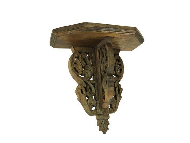 Brown Elegant Wood Scrollwork Decorative Wall Corbel Shelf