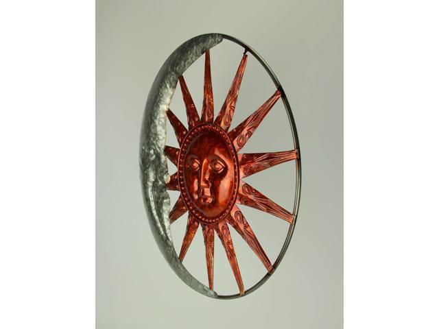 Galvanized And Copper Color Metal Celestial Sun And Moon Indoor Outdoor Wall Art Newegg Com