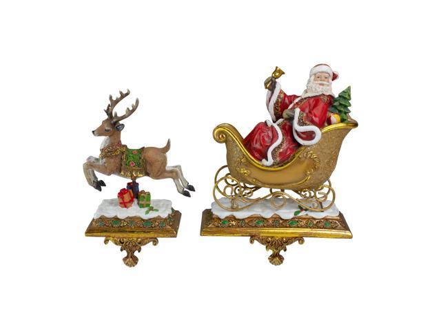 Set Of 2 Joseph S Studio Santa Claus And Reindeer Christmas Stocking Holders