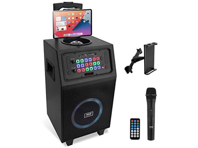 Portable Karaoke PA Speaker System 600W Rechargeable BT Speaker, TWS,  Party Lights, LED Display, FM/AUX/MP3/USB/SD, Wheels Wireless Mic, Remote  Control, Tablet Holder Included Pyle PHP18DJT