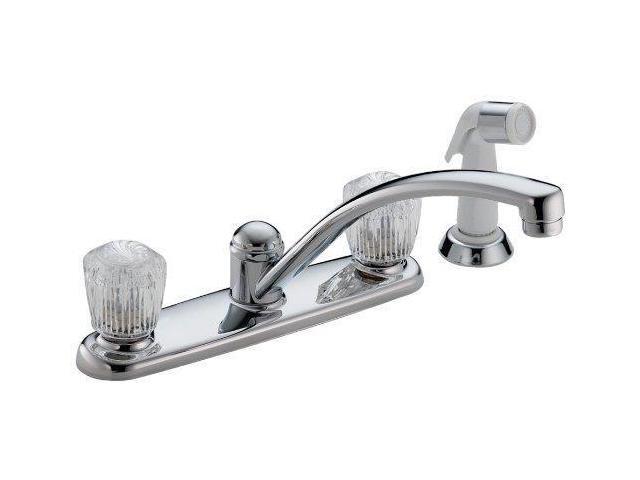 Delta 2402lf Classic Two Handle Kitchen Faucet With Spray Chrome