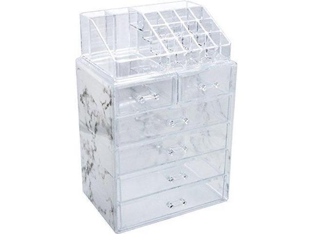 Sorbus Luxe Marble Cosmetic Makeup And Jewelry Storage Case