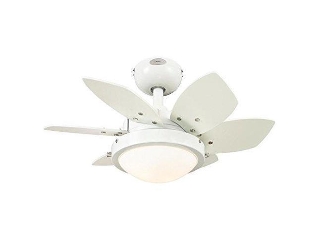 Westinghouse 7247100 Quince Two Light Reversible Six Blade Indoor Ceiling Fan 24 Inch White Finish With Opal Frosted Glass