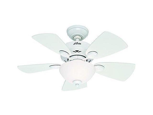 Hunter 52089 Watson 34 Inch Snow White Ceiling Fan With Five Snow White Bleached Oak Blades And A Light Kit