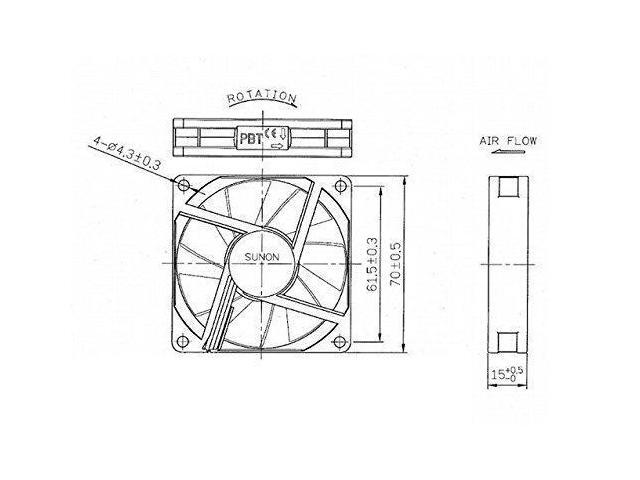 Black Computers /" 70x70x15mm KDE1207PHV3 2Pin//2Wire 12v Low Speed Fan 2 Pack