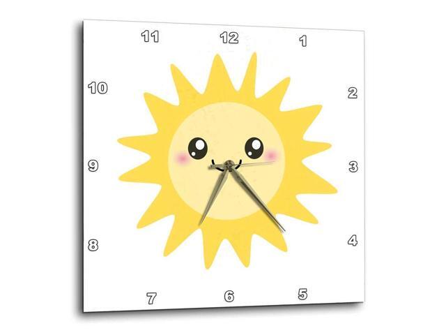 3drose Dpp 113062 1 Cute Happy Sun Kawaii Yellow Sunny Face Summer Sunshine Smiley On White Kids Children Wall Clock 10 By Inch Newegg Com