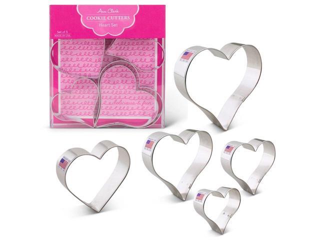 Ann Clark 3 x 4 5//8 /" Double Heart Cookie Cutter Tin Plated Steel USA
