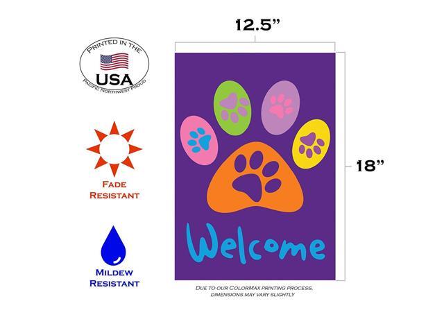 Toland Welcome Paws Purple 12.5 x 18 Dog Cat Double Sided Garden Flag
