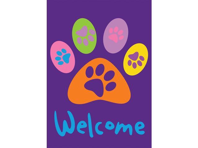 Toland Welcome Paws Purple 12.5 x 18 Dog Cat Double Sided Garden Flag
