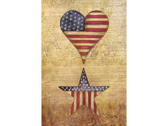 Toland Home Garden Patriotic Heart And Star 28 X 40 Inch