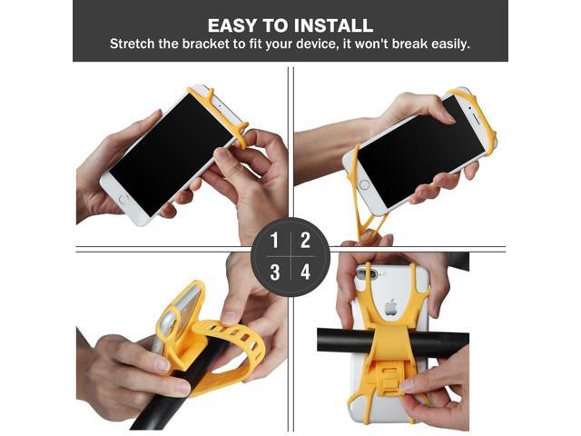 Cyclepartner Universal Phone Mount for Bike Non-Slip Shockproof German Silicone Cellphone Bicycle Motorcycle Holder Mobile Smartphone Compatible for iPhone X XS MAX,Plus 8 7 6 5,Galaxy,Note Mango M