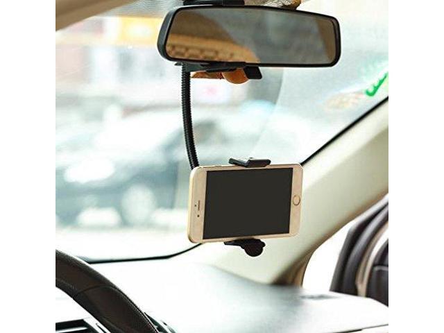 Rear View Mirror Car Mount Holder Swivel Cradle for Samsung Galaxy J3 J7 S8 S9 + LG G6 G7 ThinQ V35 V40 Note 8 9 All Smartphones Google Pixel 2 3 XL iPhone X XR XS 6S 7 8 Plus ZTE Moto Z