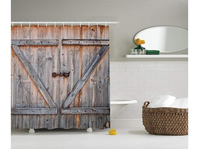 Ambesonne Fabric Shower Curtain Country Decor By Old Wooden