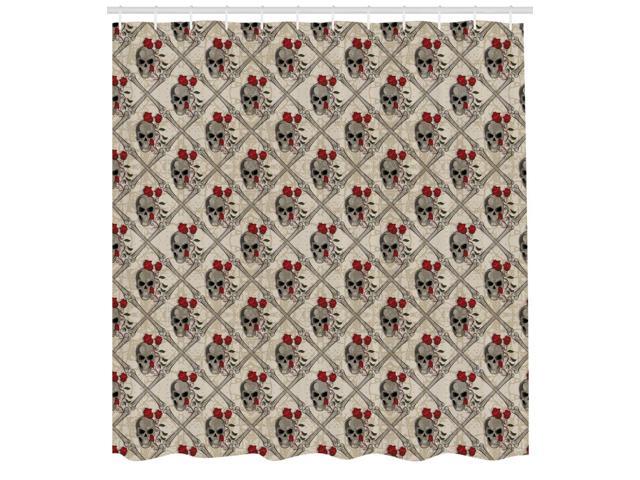 Ambesonne Skull Shower Curtain Bones And Roses Vintage Romantic
