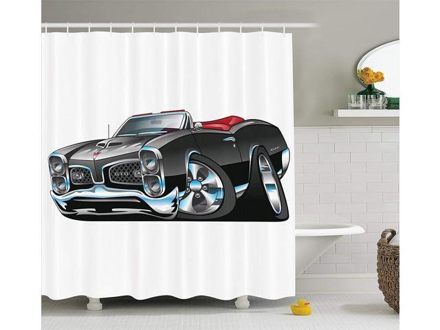 Ambesonne Cars Shower Curtain Fancy American Nostalgic Sports