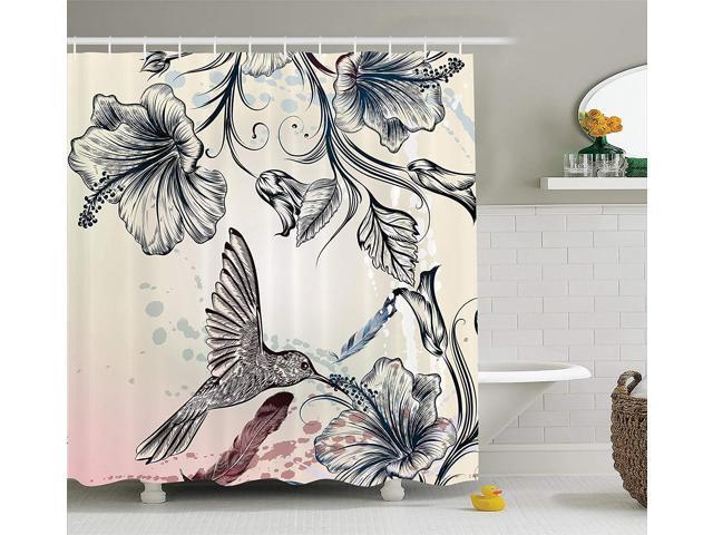 Ambesonne Hummingbirds Decorations Shower Curtain Set Floral Art