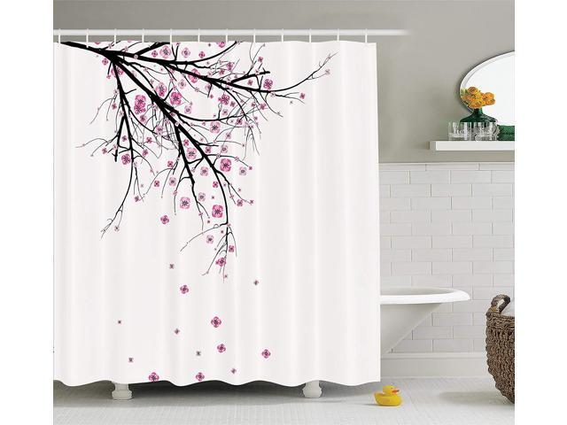 Ambesonne House Decor Shower Curtain Set Cherry Blossoming