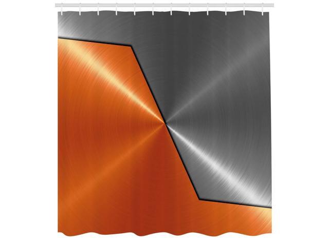 Ambesonne Orange And Grey Shower Curtain 3d Style Machinery