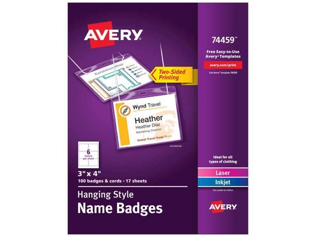 Avery Name Badges With Lanyards Print Or Write 3 X 4 Badge