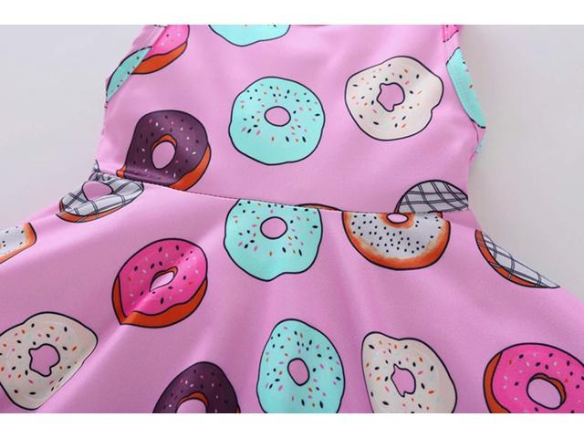 YOUNGER TREE Toddler Girls Donut Dress Doughnut Print One-Piece Skirt Sleeveless Princess Floral Dress
