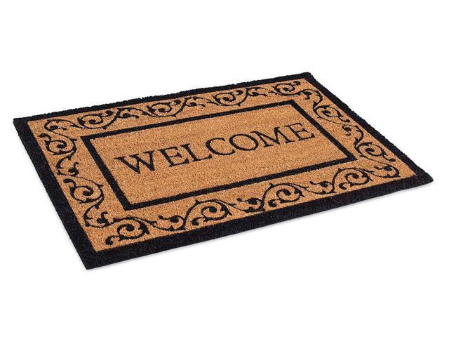 Birdrock Home Welcome Coir Doormat With Scroll Border 24 X 36