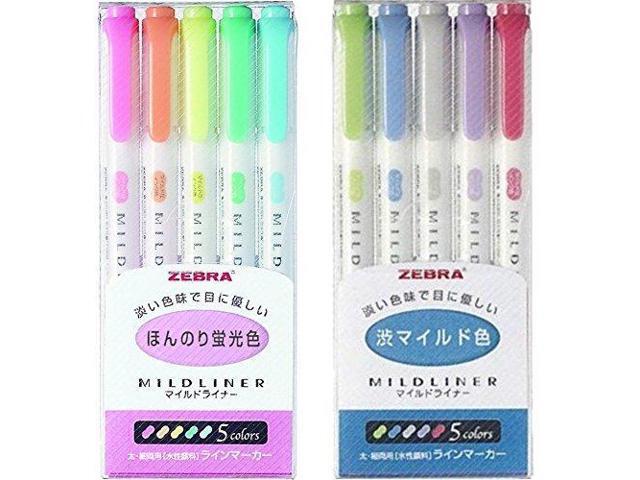 5-Color Set // WKT7-5C-RC //WKT7-5C-NC 5-Color Set Zebra MILDLINER WKT7-5C 5-Color Set 3 pack