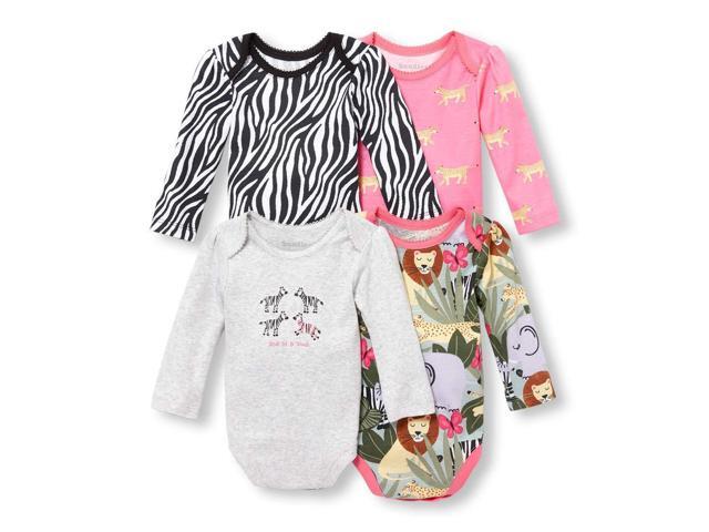 The Childrens Place Baby Girls Novelty Printed Long Sleeve Footed Sleepers