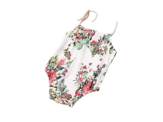 Summer Kids Infant Baby Girls Romper Floral Sleeveless Sunsuit Outfit Clothes