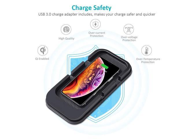 Wireless Car Charging Pad Zealsound Qi Car Charger Mat Amp Phone Holder With Fast Usb 3 0 Car Charger Adapter Phone Holder 10w 7 5w 5w Fast Charging