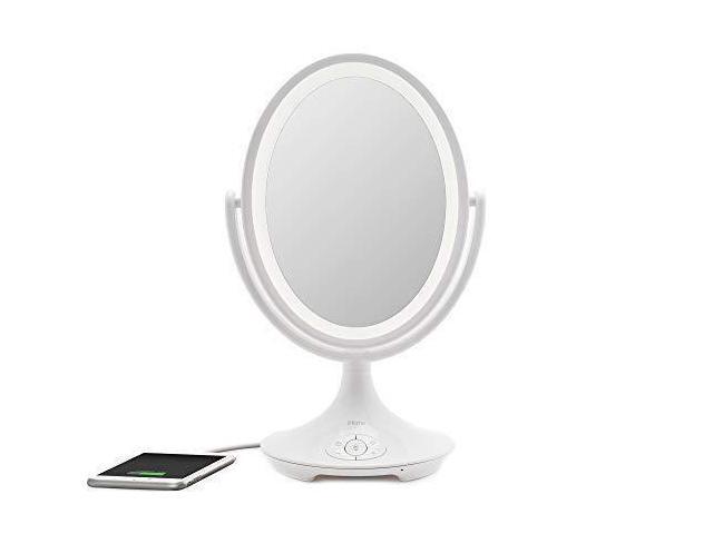 USB Charging Siri/& Google Support White, 6 iHome Beauty Vanity Mirror with Bluetooth Audio LED Lighting