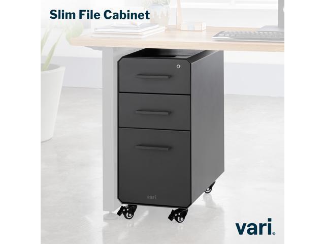 Vari Slim File Cabinet Office Storage With Three Drawers Charcoal Grey Newegg Com