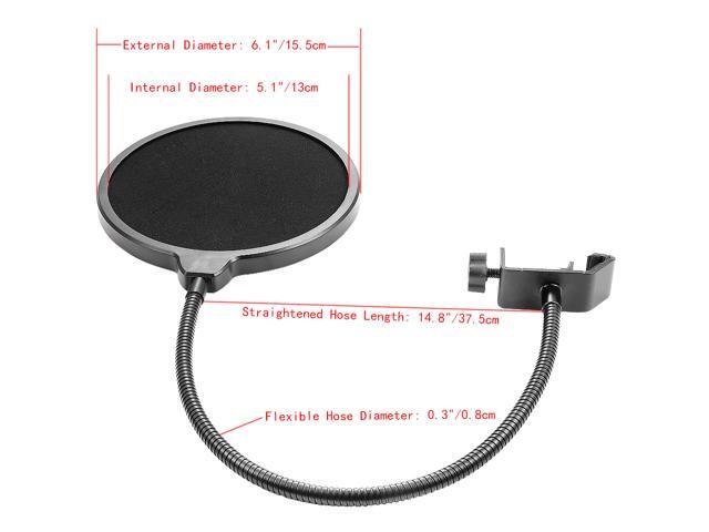 NeewerNW-35 Microphone Suspension Boom Scissor Arm Stand with Built-in XLR to XLR Cable Metal Shock Mount Table Mounting Clamp and Pop Filter Windscreen Mask Shield