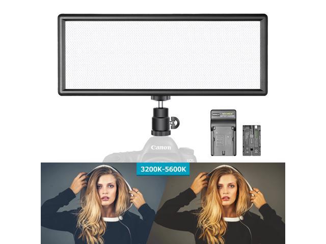 Charger 5600K~3300K Dimmable LED Camera Light Lamp with Battery 10 inches Round Bi-Color LED Video Light Panel CRI 95 and LCD Display Screen for DSLR Camcorders Photo Studio Photography