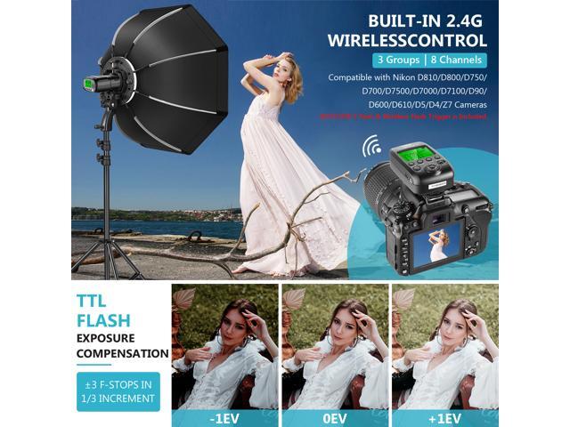 Neewer VISION2 200Ws 2.4G TTL Flash Strobe Compatible with Nikon DSLR Cameras 1//8000 HSS Pocket Monolight with Wireless Trigger 2900mAh Battery to Cover 500 Full Power Shots Recycle in 0.01-1.8 Sec