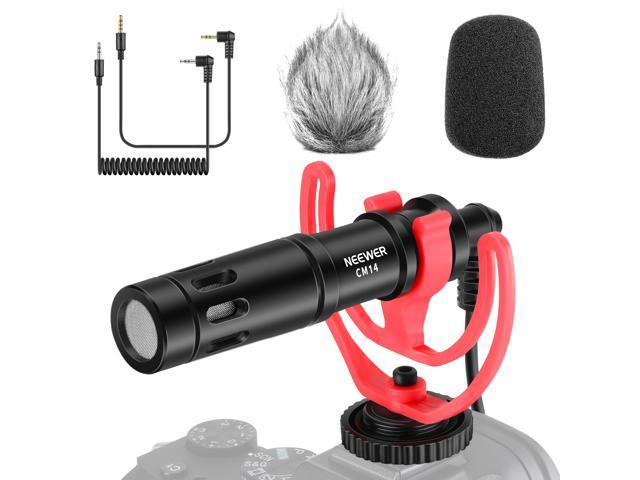 Neewer Condenser Video Interview Microphone with Double Internal Mics,Windscreen and Audio Cable for iPhone,Samsung Smartphone and Nikon,Canon Camera,DV Camcorder 