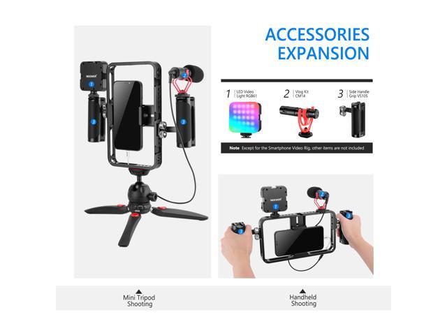 Compatible with iPhone 13 Pro Max Phone Video Stabilizer with Cold Shoe Huawei P40 Pro/Mate40 CG100 Filmmaking Vlogging Case Neewer All Metal Smartphone Video Rig Galaxy S21/S21 Ultra/Note20