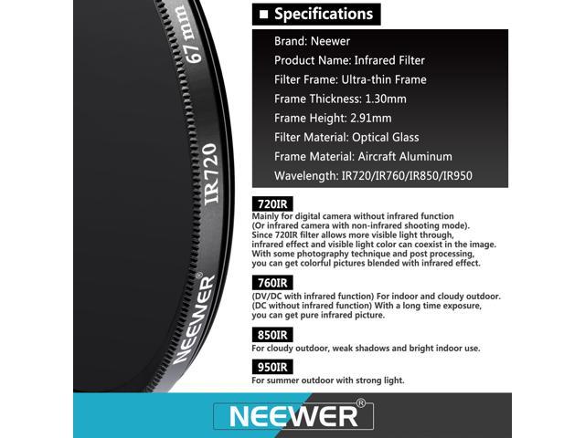 Neewer Set 4 Filtri 58MM Infrarossi X-Ray IR IR720 IR760 IR850 IR950 per NIKON 