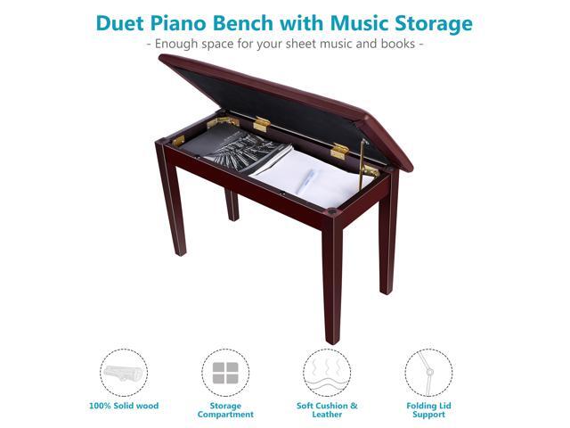 Neewer Wooden Duet Piano Bench Stool Keyboard Bench Padded