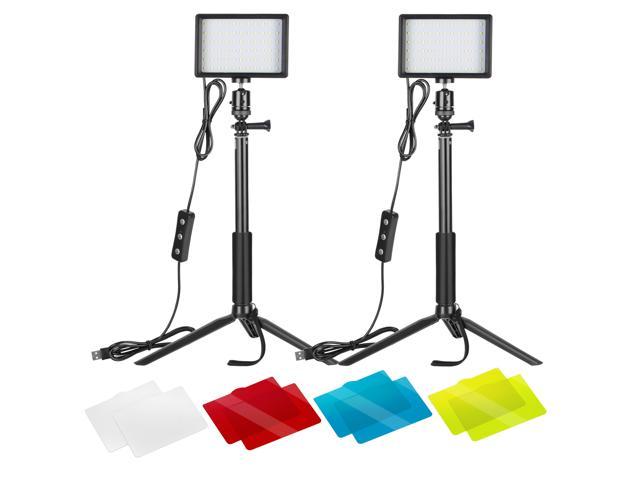 CRI95 OMERIL RGB Camera Light with 3 Cold Shoe LED Portable Photography Lighting 3000mAh Rechargeable Video Light 2500-6500K Dimmable LED Panel Light with Clip and Tripod 
