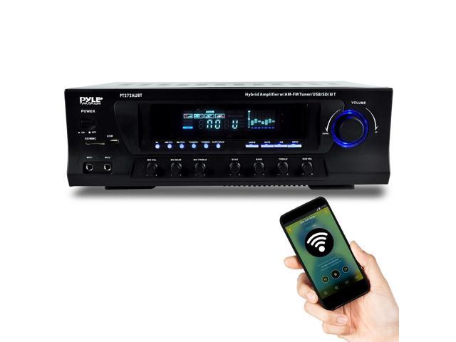 Photo 1 of Pyle PT272AUBT - Wireless Bluetooth Audio Power Amplifier - 300W 4 Channel Home Theater Stereo Receiver with USB, AM FM, 2 Mic IN with Echo, RCA, LED, Speaker Selector - For Studio, Home Use
