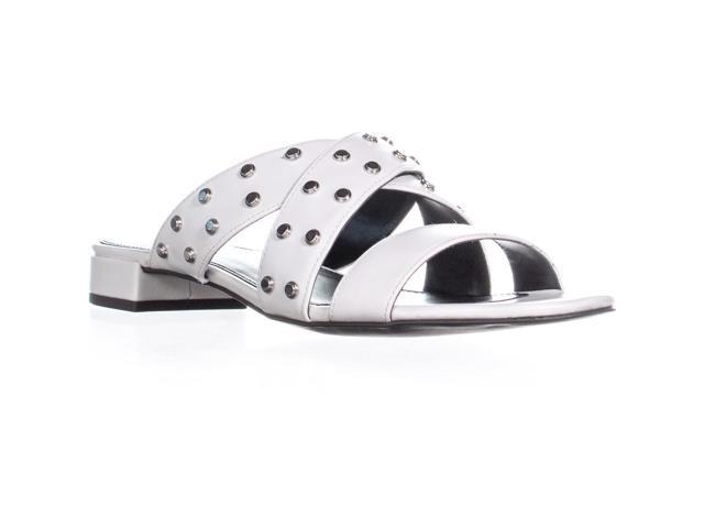 white block heel slides