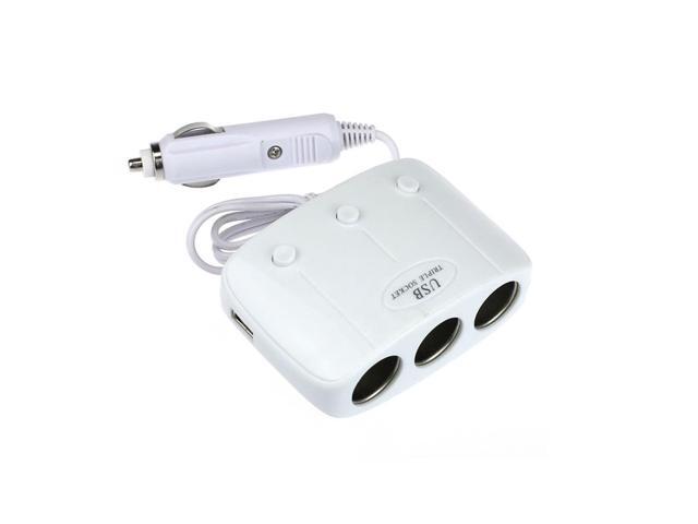 White 3 Socket Cigarette Lighter Adapter Car Dual White 3 Socket Cigarette Lighter Adapter Car Dual Usb Charger With Dc